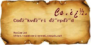 Csákvári Árpád névjegykártya