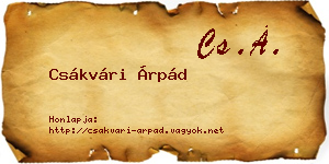Csákvári Árpád névjegykártya