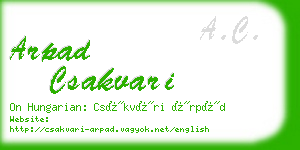 arpad csakvari business card